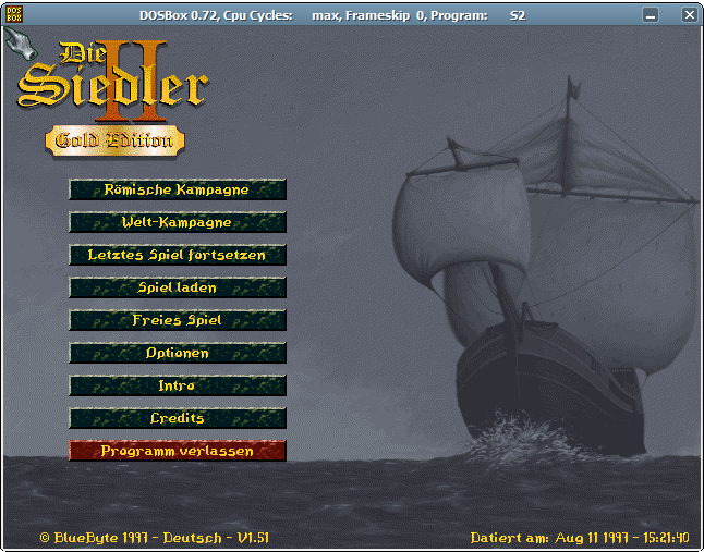 Siedler 2 Startbildschirm